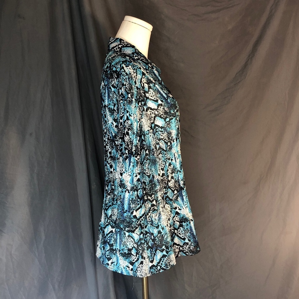Vintage 90’s Fashion Bug Blue and Black Blouse Size Large - Picture 12 of 15